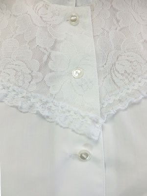 フォークダンス衣装◆ヨークにレースを使ったブラウスBL040　白 - オリジナル衣装のお店　しゅくらん