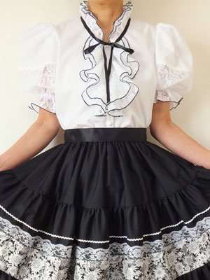 フォークダンス衣装◆胸wフリルギャザーネックブラウス10 - オリジナル衣装のお店　しゅくらん