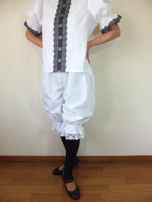 フォークダンス衣装◆裾レースドロワーズ白01 - オリジナル衣装のお店　しゅくらん