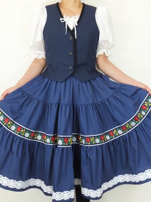 フォークダンス衣装◆Ｖ開きベスト(紺)BE007 - オリジナル衣装のお店　しゅくらん