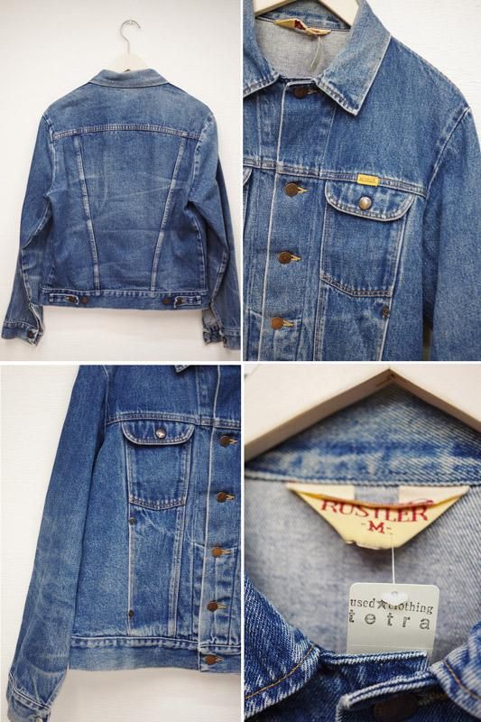 RUSTLER デニムジャケット　落書き　ダメージ　リメイク Remake】90-00s Old RUSTLER Black Denim 