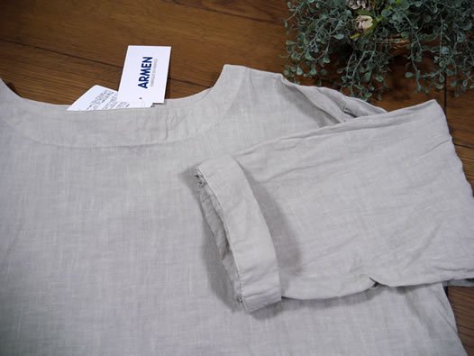 ARMEN, , NAM2121LP, Linen Boat Neck 3/5 sleeve tunic with pocket