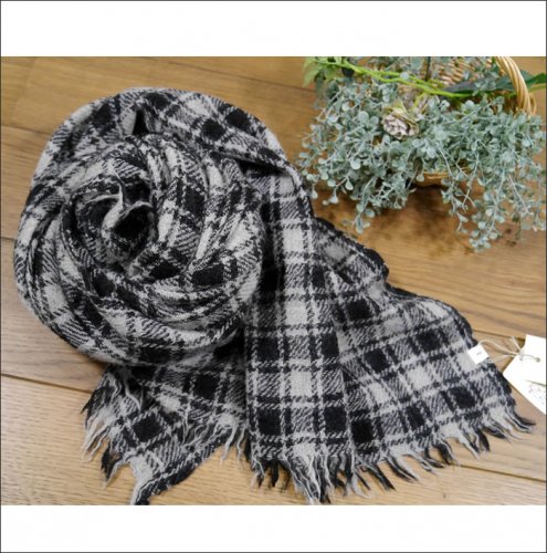 ＊＊soil ソイル/ NSL21501 Boiled Wool 2Tone Check Stole