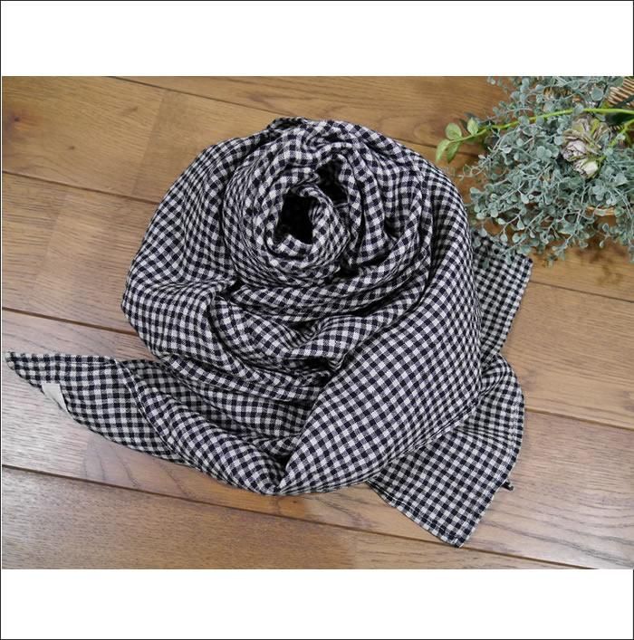 ichi Antiquite's, イチアンティークス, 700646, Wool Linen Gingham Stole