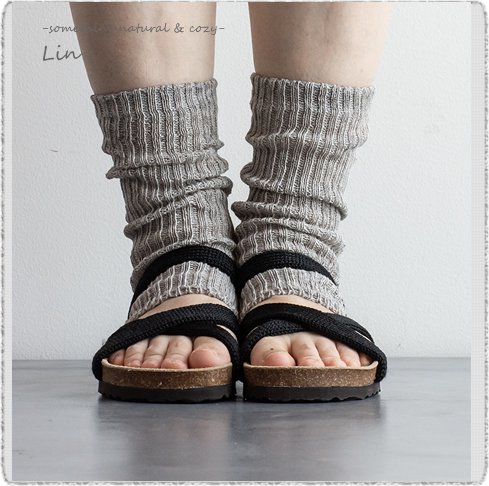 ＊Homie ホーミー/ H-057 Linen & Organic Cotton Rib Sandal Socks<クーポン対象外>