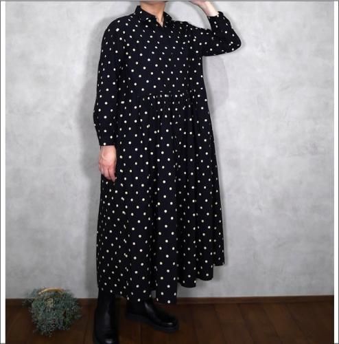soil / NSL22533 40's Poplin Dot Print Regular Collar Dress