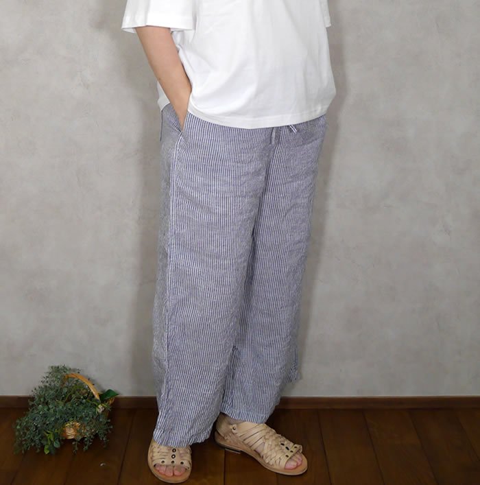 Harrow Town Stores, LNHT1713LS, Linen Stripe Easy Pants