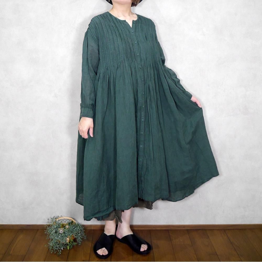 <img class='new_mark_img1' src='https://img.shop-pro.jp/img/new/icons11.gif' style='border:none;display:inline;margin:0px;padding:0px;width:auto;' />maison de soil ᥾ɥ/ INMDS23012D Handwoven Khadi Cotton Linen Crew Neck Dress