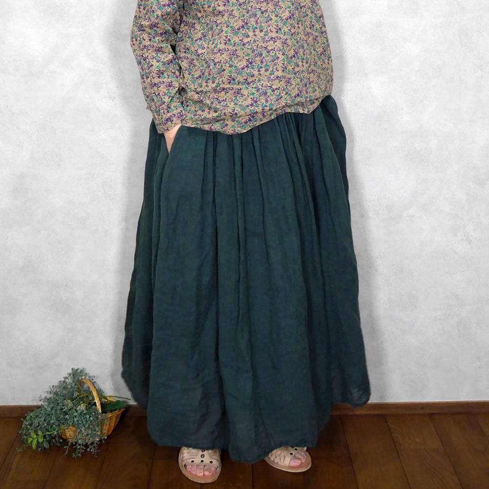 maison de soil ᥾ɥ/ INMDS23013D Handwoven Khadi Cotton Linen Plain Gathered Skirt