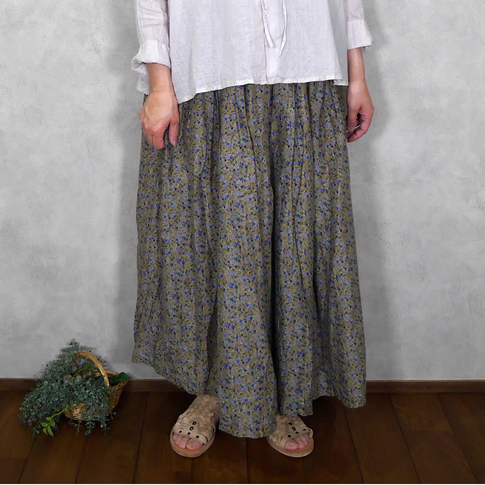  ソイル  Cotton Voile Small Flower Print Gathered Skirt  style 
