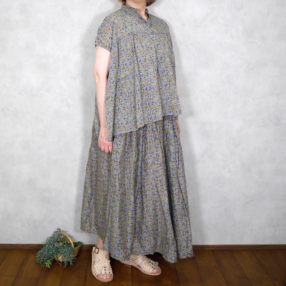 soil, ソイル, NSL23045, Cotton Voile Small Flower Print Gathered Skirt