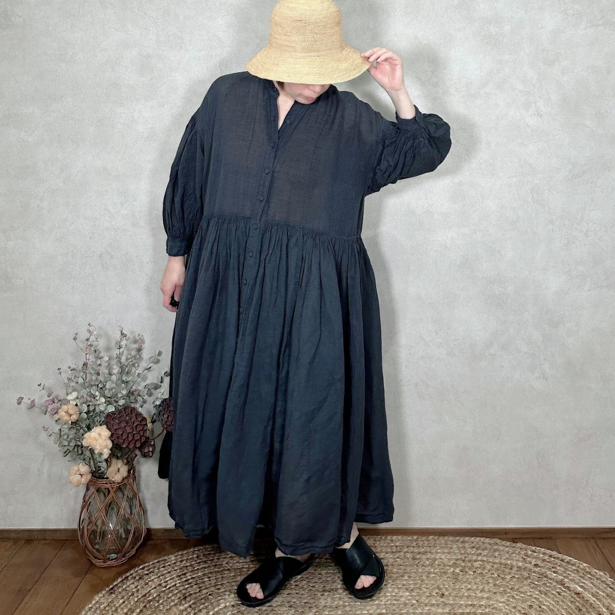 メゾンドソイル TWILL COTTON KHADI V-NECK DRESS - レディース