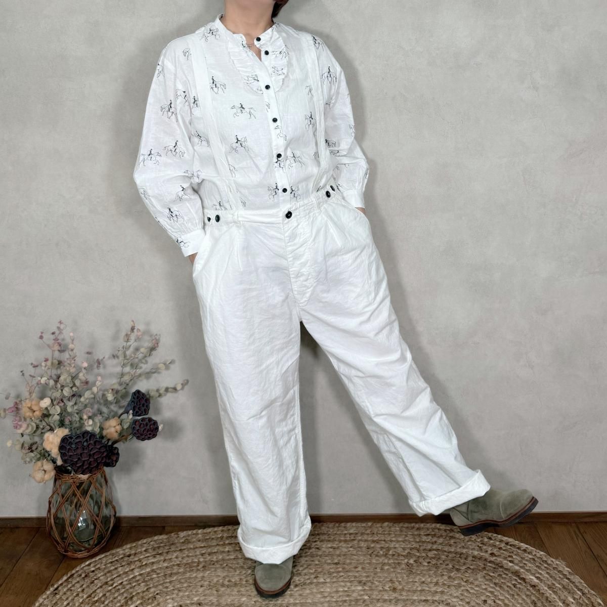 ARMEN/ アーメン/ ISNAM2502D/ Linen Cotton Adjuster Tack Pants