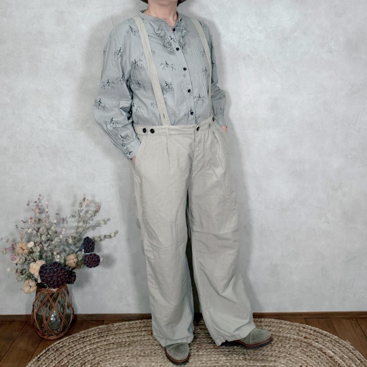 ARMEN/ アーメン/ ISNAM2502D/ Linen Cotton Adjuster Tack Pants