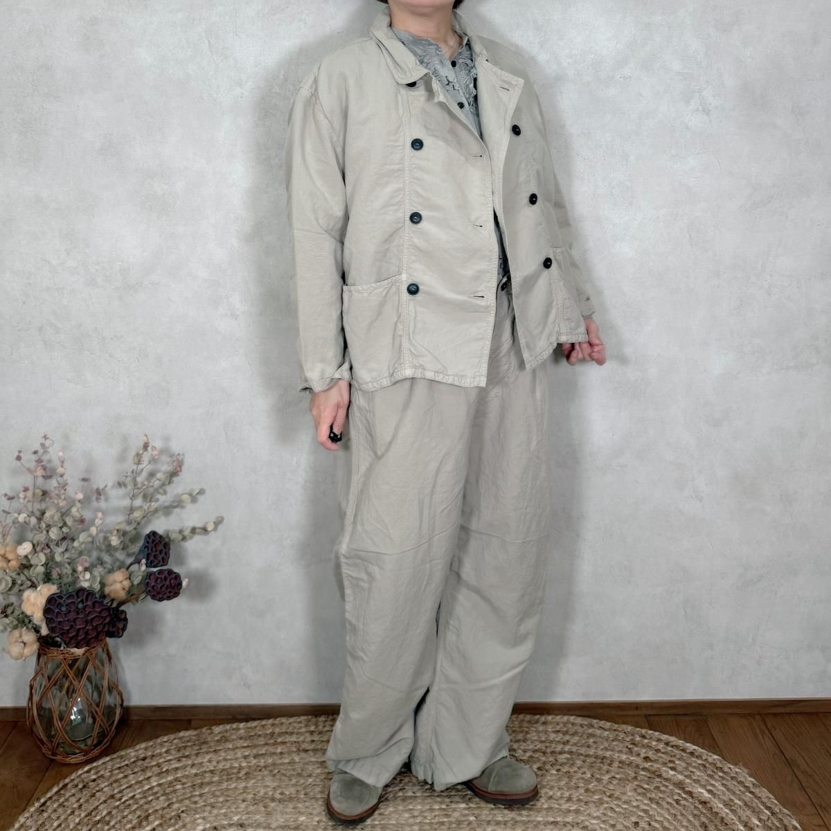 ARMEN/ アーメン/ ISNAM2502D/ Linen Cotton Adjuster Tack Pants