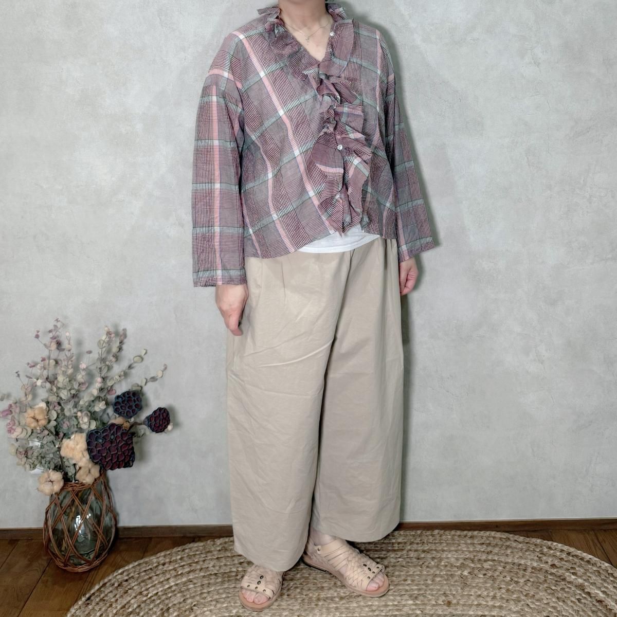 gram, (g), グラム, g571, チェックフリルトリムブラウス, ぐらむ