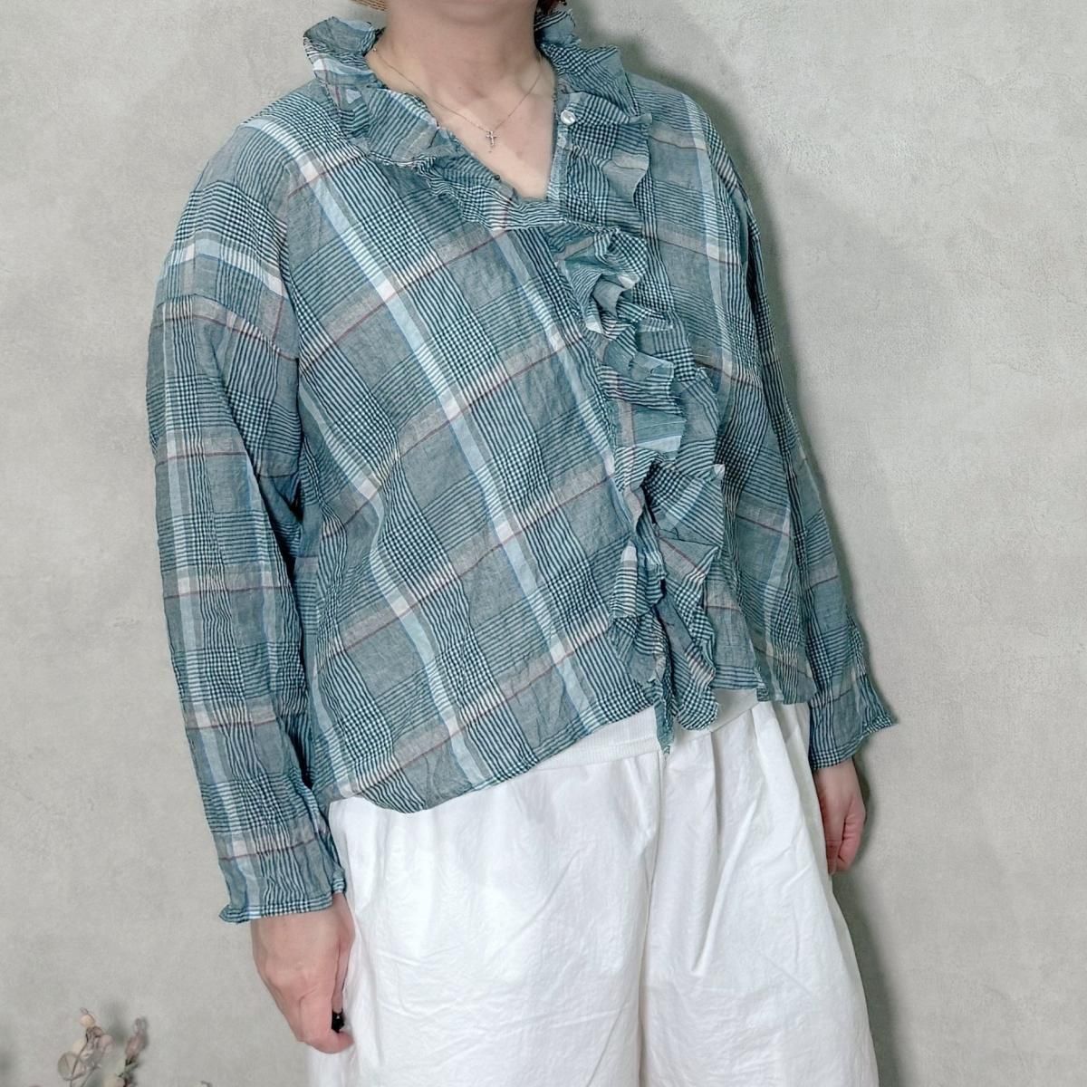 gram, (g), グラム, g571, チェックフリルトリムブラウス, ぐらむ