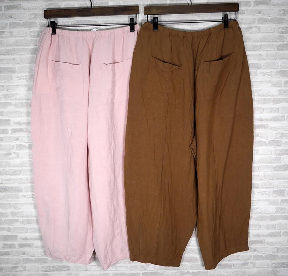 【新品】ガーゼ　リネンヴィスコース　チャーリーパンツ　キャメル　Fサイズ Gauze# ガーゼ リネンビスコースチャーリーパンツ キャメル