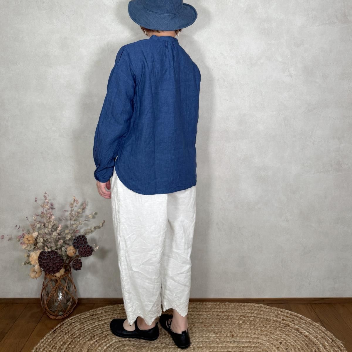 【新品・タグ付き】イチアンティークス　リネンドットシャツ ICHI Antiquites (イチアンティークス) リネンドットギャザーシャツ