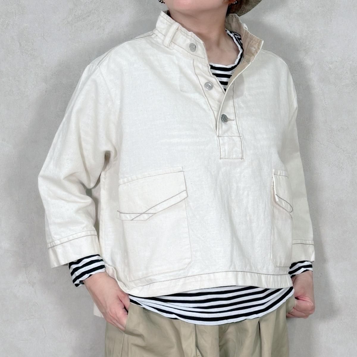 【新品未使用】LAITERIE レイトリー ナチュラル コットン 長袖シャツ LAITERIE レイトリー USE天竺 ゆったりフレンチスリーブプル