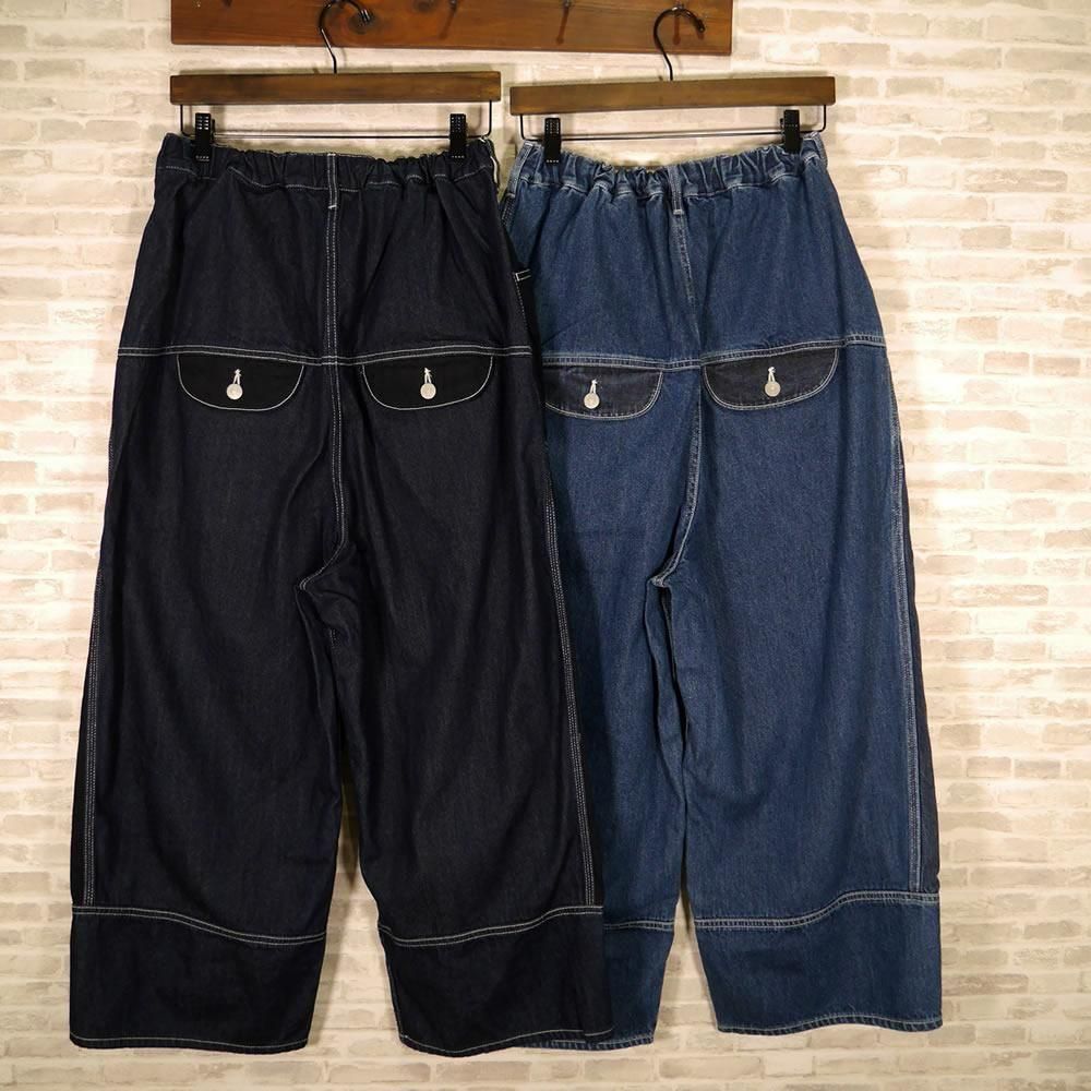 ツムグ tumugu 綿麻イージーデニムパンツ　インディゴ　美品 ツムグ tumugu 綿麻イージーデニムパンツ インディゴ 美品 ツムグ