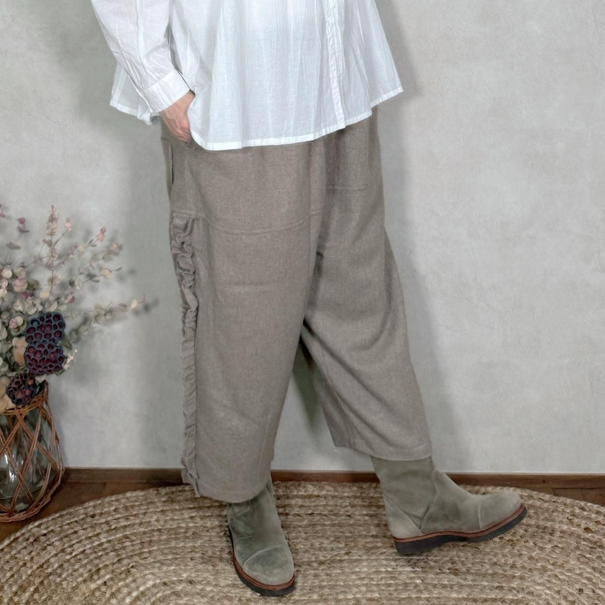 tumugu, ツムグ, TB25336, ウールメランジパンツ