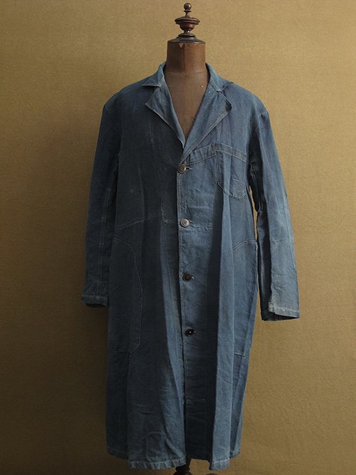 cir.1930's indigo linen maquignon work coat - フレンチ