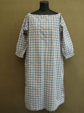 early 20th c. indigo checked cotton dress