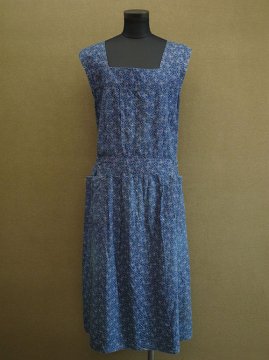 1930's indigo printed N/SL dress / apron
