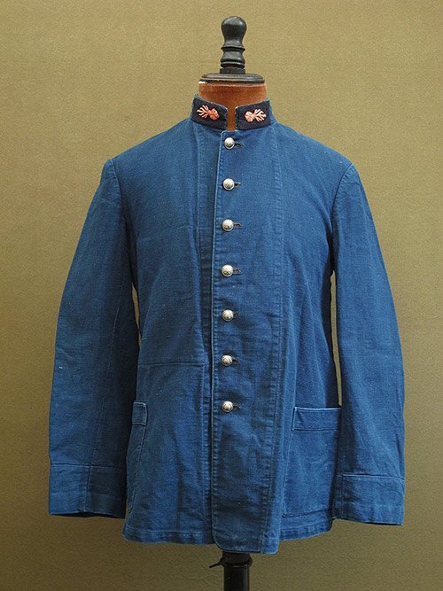 cir. 1930's indigo linen × cotton fireman jacket - フレンチ ...