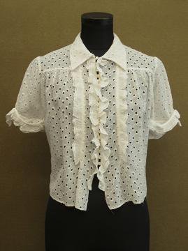 cir.1930's white S/SL blouse 