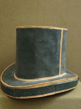 19th c. paper hat box with top hat