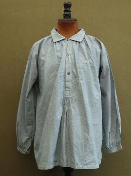 early 20th c. indigo houndstooth checked work shirt / smock 