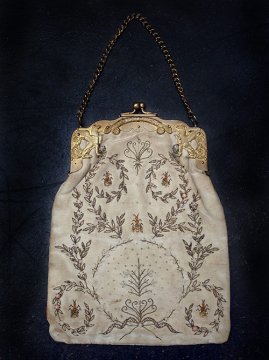 late 19th - early 20th c. silk  metal embroidered bag / purse