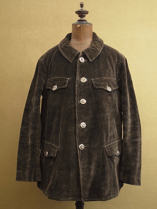 cir.1930's dark brown cord hunting jacket 