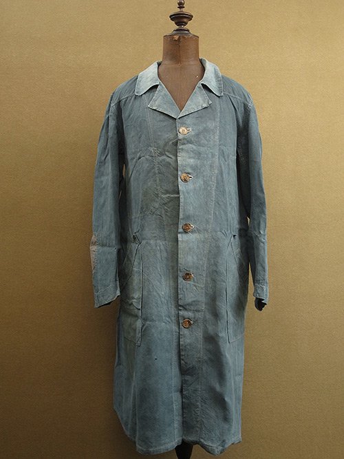 cir. 1920-1930's indigo linen maquignon work coat - フレンチ ...