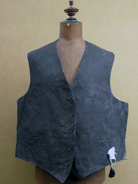 1930-1940's black linen work gilet