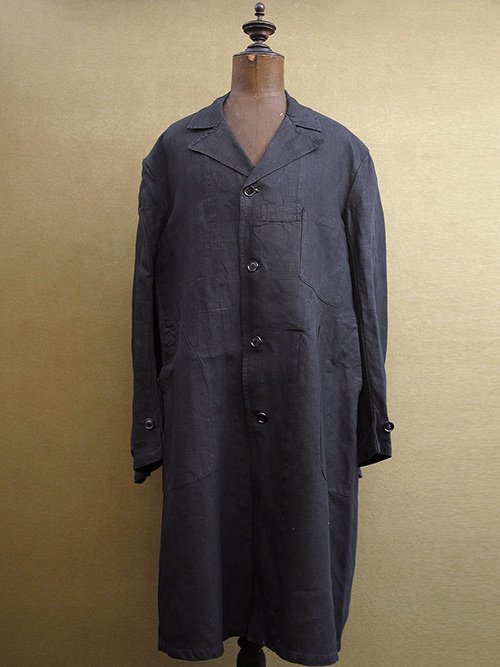 cir. 1940-1950's indigo linen maquignon coat 