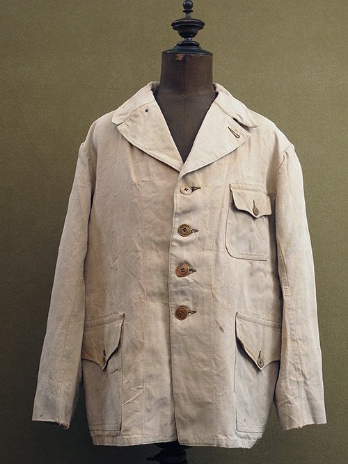 1920-1930's linen hunting jacket - フレンチ・ヴィンテージ