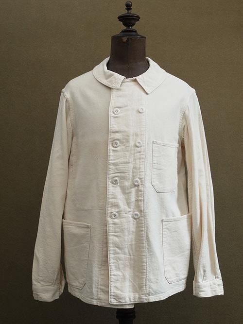 cir. 1940's white cotton twill work jacket 