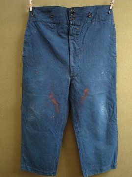 cir. 1920 - 1930's indigo linen work trousers