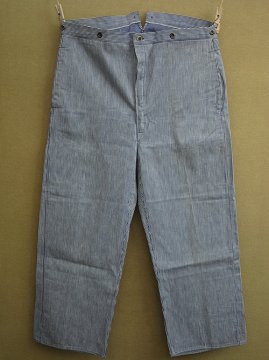 cir. 1940's blue striped cotton work trousers
