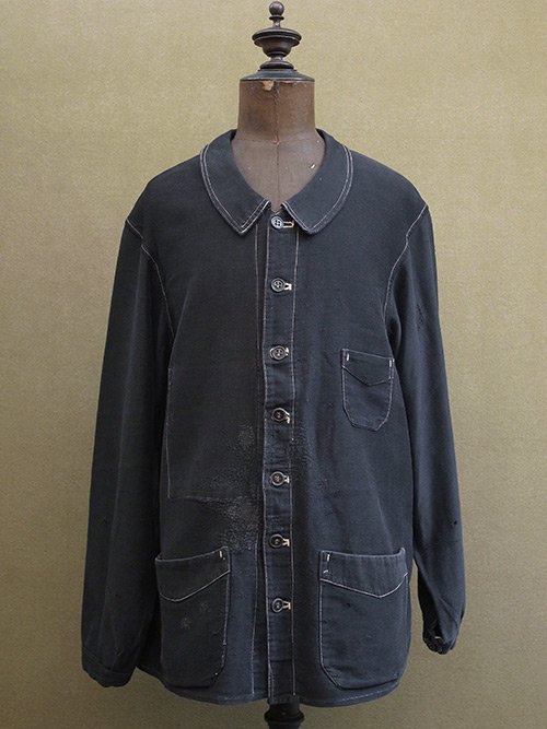 1920's black moleskin work jacket - フレンチ・ヴィンテージ