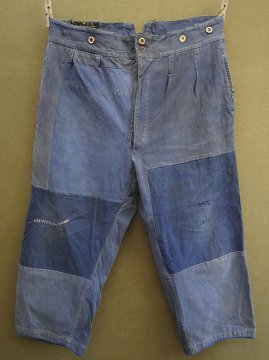 cir. 1930-1940's cotton blue work trousers patched