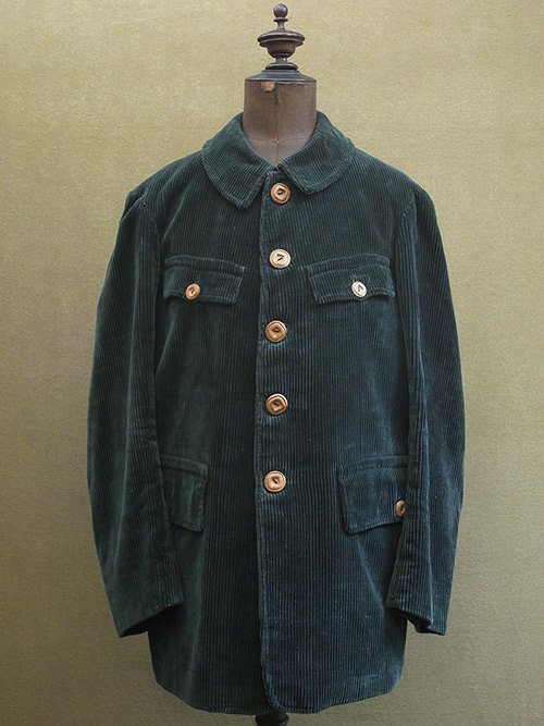 cir.1930-1950's green cord hunting game keeper jacket 