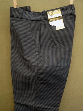 1940-1950's gray stripe printed moleskin work trousers dead stock