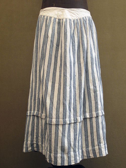 late19th - early 20th c. indigo striped skirt - フレンチ・ヴィンテージ　 アンティーク古着「Mindbenders and Classics」