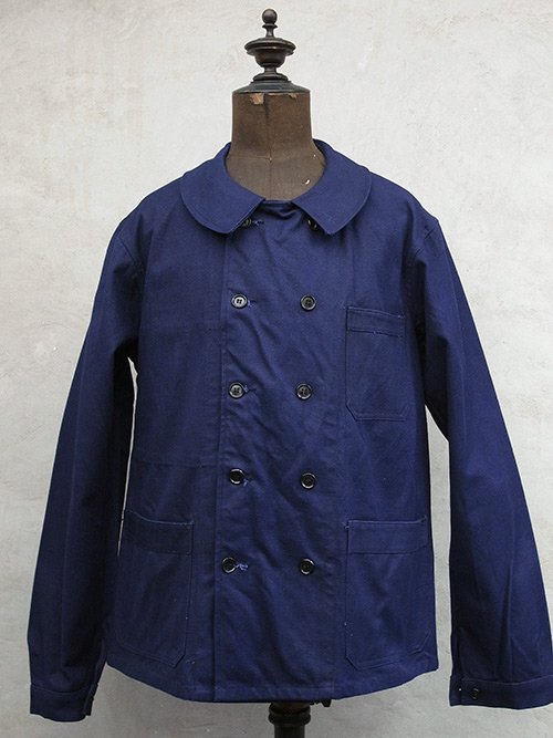 dead stock double breasted blue work jacket - フレンチ 