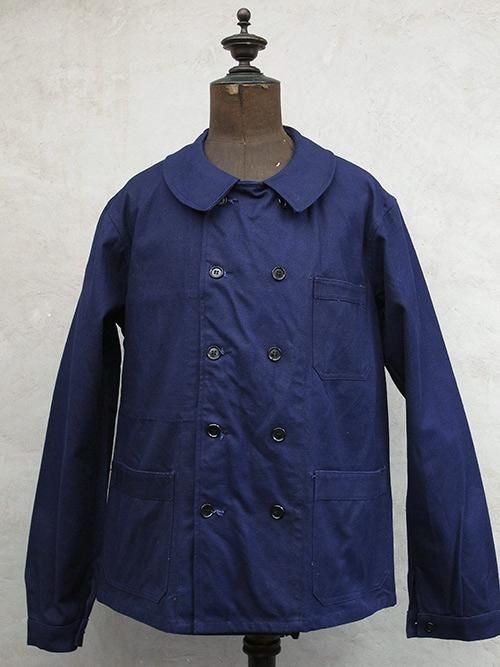 dead stock double breasted blue work jacket - フレンチ 