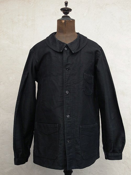 1940's black moleskin work jacket dead stock - フレンチ